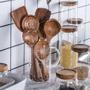 Kit Utensílios de Cozinha 7 Peças em Madeira Teca Lenogue