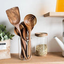 Kit Utensílios de Cozinha 7 Peças em Madeira Teca Lenogue