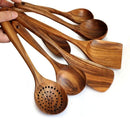 Kit Utensílios de Cozinha 7 Peças em Madeira Teca Lenogue