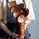 Kit Utensílios de Cozinha 7 Peças em Madeira Teca Lenogue