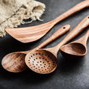 Kit Utensílios de Cozinha 7 Peças em Madeira Teca Lenogue