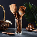 Kit Utensílios de Cozinha 7 Peças em Madeira Teca Lenogue