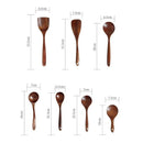 Kit Utensílios de Cozinha 7 Peças em Madeira Teca Lenogue