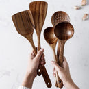 Kit Utensílios de Cozinha 7 Peças em Madeira Teca Lenogue