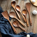 Kit Utensílios de Cozinha 7 Peças em Madeira Teca Lenogue