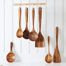 Kit Utensílios de Cozinha 7 Peças em Madeira Teca Lenogue