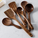 Kit Utensílios de Cozinha 7 Peças em Madeira Teca Lenogue