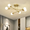 Lustre Led Nórdico Preto e Dourado para Quarto e Sala Lenogue