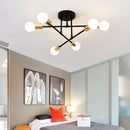 Lustre Led Nórdico Preto e Dourado para Quarto e Sala Lenogue