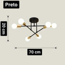 Lustre Led Nórdico Preto e Dourado para Quarto e Sala Lenogue