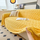 Manta Coral Amarelo Fleece Grossa para Sofá e Sala de estar Lenogue
