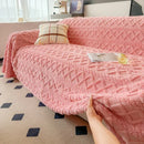 Manta Coral Rosa Fleece Grossa para Sofá e Sala de estar Lenogue