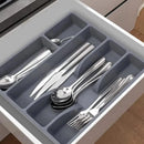 Organizador de Talheres Cinza com 5 Divisórias para Gavetas Cozinha Lenogue