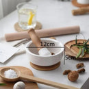 Pilão e Macerador de Cerâmica com Base de Madeira para Cozinha Lenogue