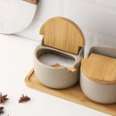 Pote de Temperos de Cerâmica Estilo Japonês com Tampa de Bambu Lenogue