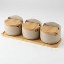Pote de Temperos de Cerâmica Estilo Japonês com Tampa de Bambu Lenogue