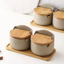 Pote de Temperos de Cerâmica Estilo Japonês com Tampa de Bambu Lenogue
