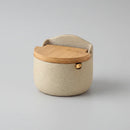 Pote de Temperos de Cerâmica Estilo Japonês com Tampa de Bambu Lenogue
