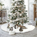 Saia para árvore de Natal Plush Redonda Branco Neve Lenogue