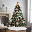 Saia para árvore de Natal Plush Redonda Branco Neve Lenogue